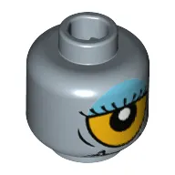 Minifig Head Cyclops, Lower Fangs, Eyelashes, Single Orange Eye Open / Eye Half Closed with Blue Eye Shadow Print