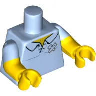 Torso, Dual Molded Arms, Shirt Collar with Chest Hair, Hammer and Saw Print, Bright Light Blue Sleeves Pattern, Yellow Arms and Hands