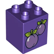 Duplo Brick 2 x 2 x 2 with Plums Print