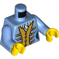 Torso Jacket with Gold Clasps and Gold Waistcoat Print, Medium Blue Arms, Yellow Hands