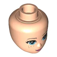 Minidoll Head with Medium Azure Eyes, Freckles, Dark Pink Lips and Closed Mouth Print