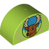 Duplo Brick 2 x 4 x 2 Curved Top with Deer and Paw Prints Print