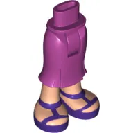 Minidoll Hips and Long Skirt with Light Nougat Legs and Dark Purple Sandals Print