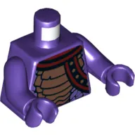 Torso Snake with Black and Copper Scales and Shoulder Strap Print, Dark Purple Arms and Hands