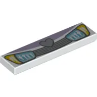 Tile 1 x 4 with Blue Headlights and Grille with Heart Print