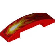 Brick Curved 4 x 1 Double with No Studs and Flames Print