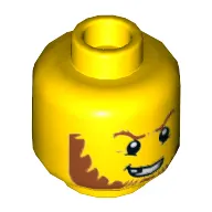 Minifig Head The Giant, Dark Orange Eyebrows and Sideburns, Broken Tooth, Determined Grin, Pupils Print