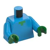 Torso Pixelated Green Neck Print, Dark Azure Arms, Green Hands