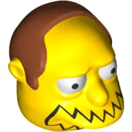 Minifig Head Special, Simpsons, Comic Book Guy with Black Mouth Line and Dark Orange Hair Print