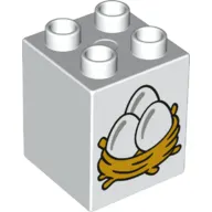 Duplo Brick 2 x 2 x 2 with 3 Eggs in Nest Print