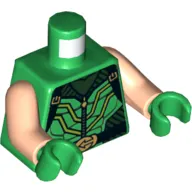 Torso Armor, Black Striped Vest with Clasps and Lime Lines, Zipper, Belt with Gold Buckle and Muscles Print (Green Arrow), Light Nougat Arms, Green Hands