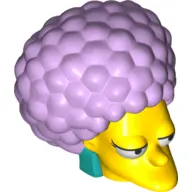Minifig Head Special, Simpsons, Patty with Dark Turquoise Earrings and Lavender Hair Print