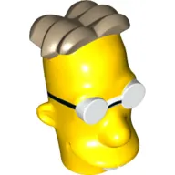 Minifig Head Special, Simpsons, Professor Frink with Glasses and Dark Tan Hair Print