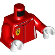 Torso Racing Jacket with White Trim and Ferrari Logo Print, Red Arms, White Hands