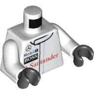 Torso Racing Jacket, Mercedes, Mobil 1, BOSS, and SANTANDER Logos Print, White Arms, Black Hands