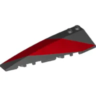 Brick Wedged, Curved 10 x 3 Left with Red Stripe Print