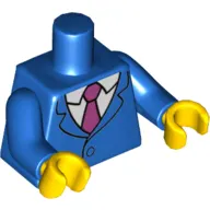 Torso Jacket with White Shirt and Magenta Tie Print, Blue Arms, Yellow Hands