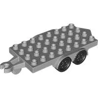 Duplo Trailer Flatbed 4 x 8 Studs with Hitch Ends and 4 Yellow Wheels