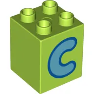 Duplo Brick 2 x 2 x 2 with Medium Azure 'C' Print