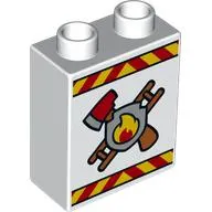 Duplo Brick 1 x 2 x 2 with Bottom Tube and Fire Logo Print