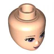 Minidoll Head with Lavender Eyes, Pink Lips and Open Mouth, 2 Blue Stars under Left Eye Print
