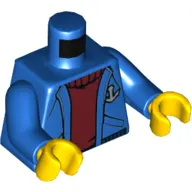 Torso Jacket with Anchor, Open over Dark Red Sweater Print, Blue Arms, Yellow Hands