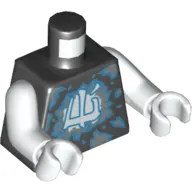 Torso Blue and White Ice / Energy and Asian Character Print, White Arms and Hands