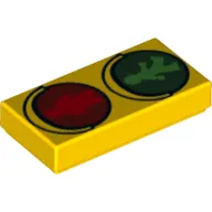 Tile 1 x 2 with Traffic Light Green Walk and Red Don't Walk Print