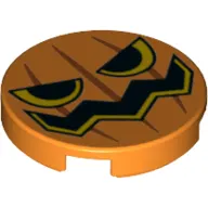 Tile Round 2 x 2 with Bottom Stud Holder with Pumpkin Face Print