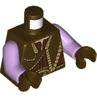 Torso Vest with Gold Trim Front and Back Print, Lavender Arms, Dark Brown Hands