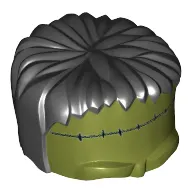 Head Top, Frankenstein Monster with Black Hair and Small Stitches Print