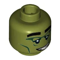 Minifig Head Monster Rocker, Eyebrows, Dark Green Eyes, Smile with Teeth