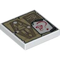 Tile 2 x 2 with Tan Parchment with Sarcophagus and Eye of Horus and White Paper with Red Gem and Question Mark Pattern