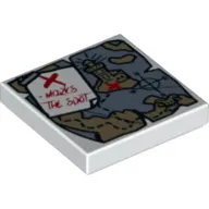 Tile 2 x 2 with Treasure Map with 'X - MARKS THE SPOT' Print