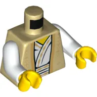 Torso Robe over White Under-robe Print, White Arms, Yellow Hands