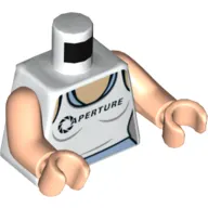 Torso Tank Top with 'APERTURE' over Bright Light Blue Tank Top Print (Chell), Light Nougat Arms, Light Nougat Hands