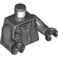 Torso Vest with Dark Tan Camouflage over Shirt with Silver Dots Print, Dark Bluish Gray Arms, Black Hands