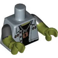 Torso, Dual Molded Arms, Shirt, open Over Black Undershirt, Chain with Padlock Print, Black Sleeves Pattern, Olive Green Arms and Hands