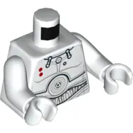 Torso Armor with Plates with Concentric Circles, Wires, and 2 Red Dots Print, White Arms and Hands
