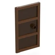 Door 1 x 4 x 6 with 3 Panes and Stud Handle with Reddish Brown Glass