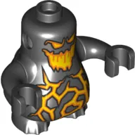 Body Nexo Knights Scurrier with Black Arms and with Orange and Yellow Eyes and Open Smile and Rock Cracks Print