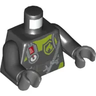 Torso Wetsuit, Scuba Diver, Fire Badge, Gauge, Hose, Utility Belt Print, Black Arms, Dark Bluish Gray Hands