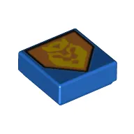 Tile 1 x 1 with Yellow King Symbol on Orange Pentagonal Shield Print