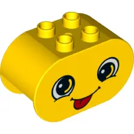 Duplo Brick 2 x 4 x 2 Rounded Ends Dual Sided with Silly / Embarrassed Print