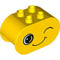 Duplo Brick 2 x 4 x 2 Rounded Ends Dual Sided with Winking / Sad Print
