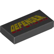 Tile 1 x 2 with Yellow and Red word 'DEFENDER' print
