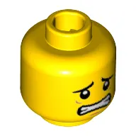 Minifig Head Shark Suit Guy, Eyebrows, White Pupils, Smile with Teeth / Scared Print