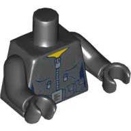 Torso Jacket with Dark Blue Seams, Silver Zippers and Utility Belt with Silver Buckle Print, Black Arms and Hands