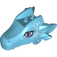 Creature Body Part, Dragon Head Upper Jaw with 2 Studs on Top and White Decorations Print