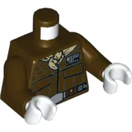 Torso Jacket with Pockets, Curved Utility Belt, Tan Scarf Print, Dark Brown Arms, White Hands